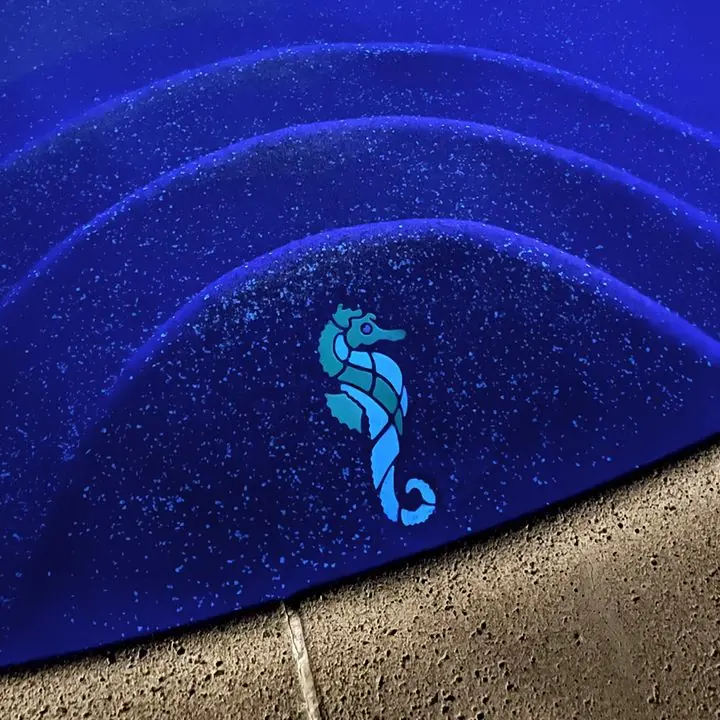 Seahorse mosaic on the steps