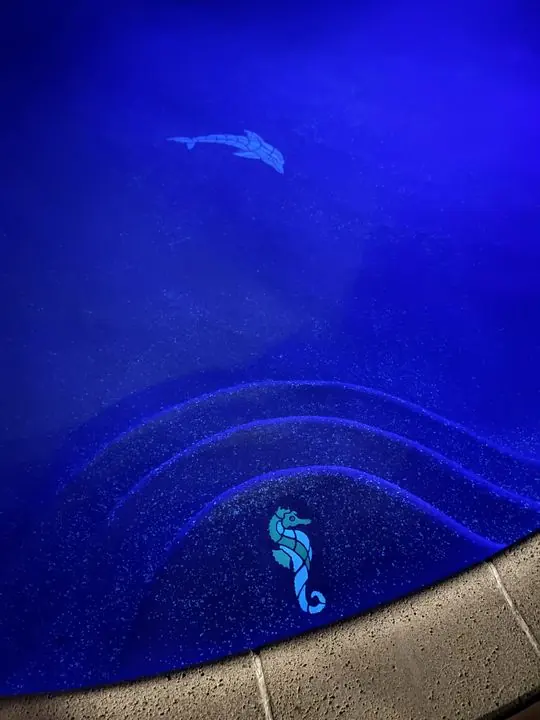 Seahorse mosaic under water