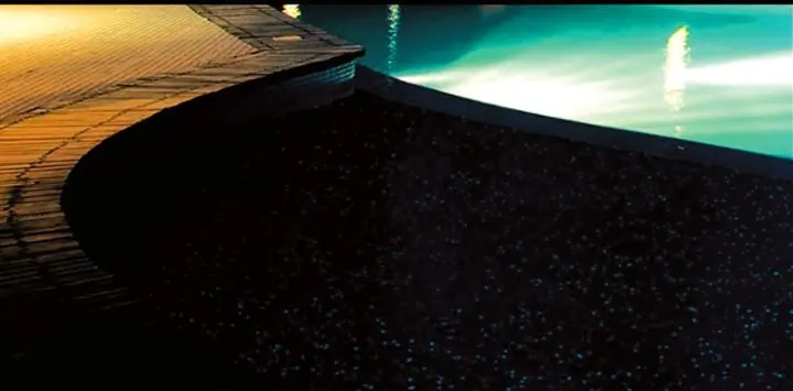 Pool wall after dark